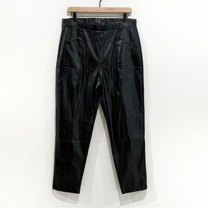 H by Halston Elastic Waist Seamed PO Faux Leather Pants Size L